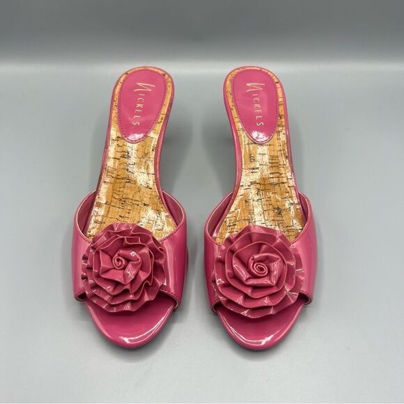 Nickels Stevie Pink Flower Open Toe Heels Sandals - Picture 2 of 5